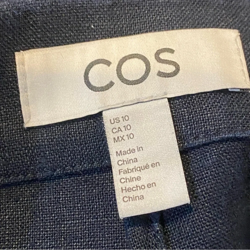 COS Linen Navy Stretch Trouser Relaxed Wide Leg